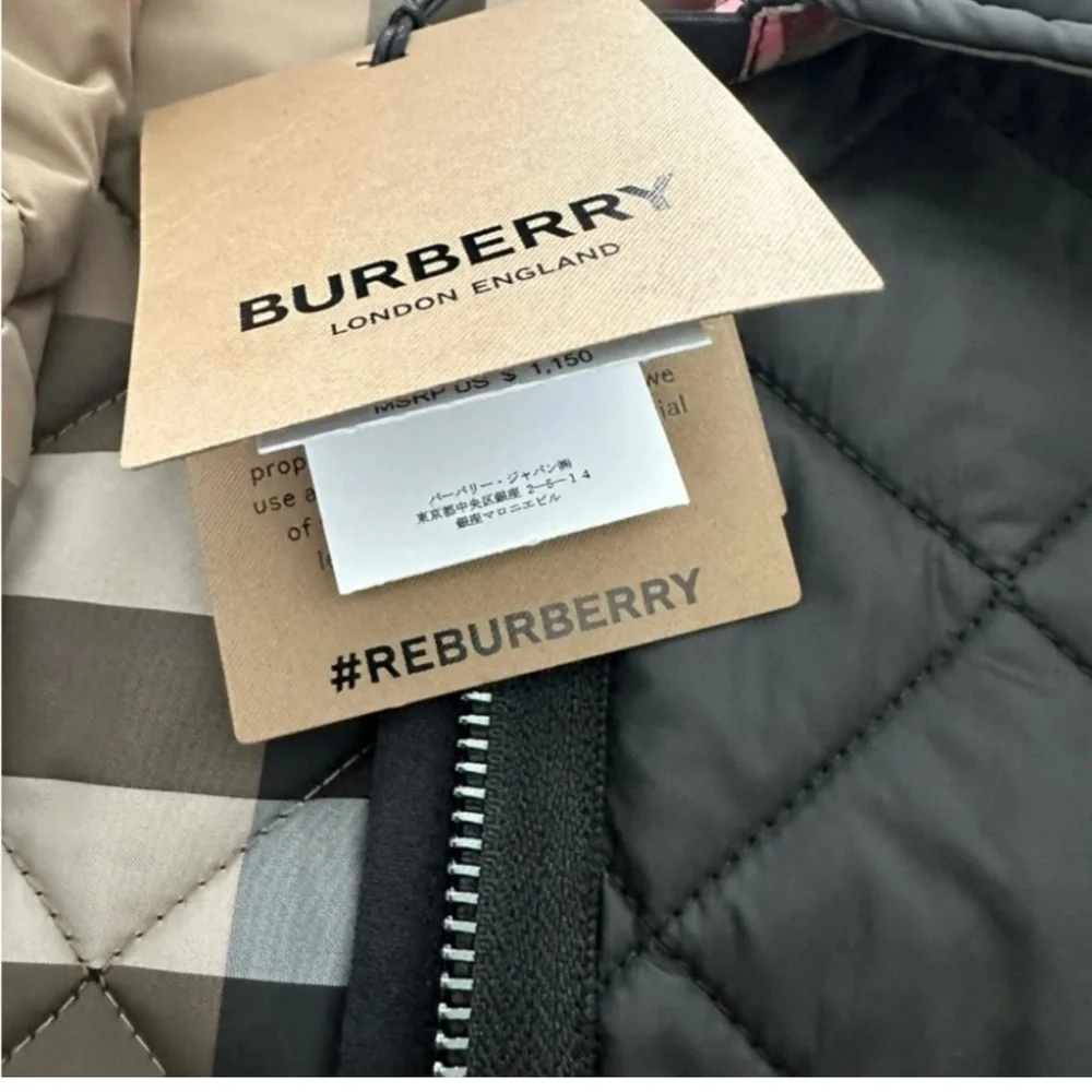 New! Burberry Black  Quilted Jacket - Picture 4 of 6